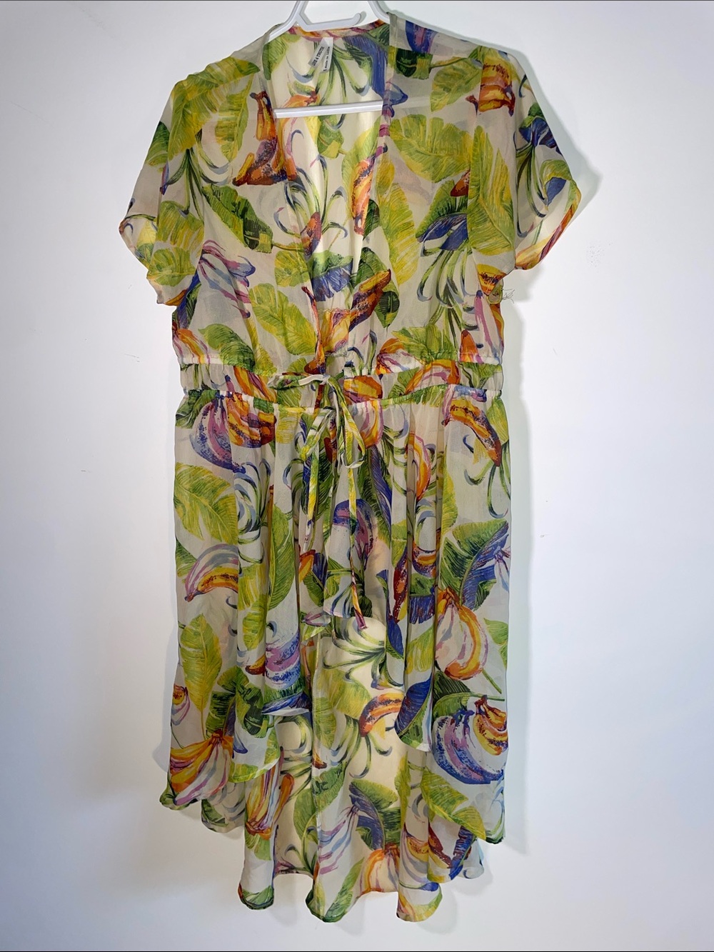 Live 4 Truth Sheer Tropical Leaf & Banana Print Coverup - Green Multi